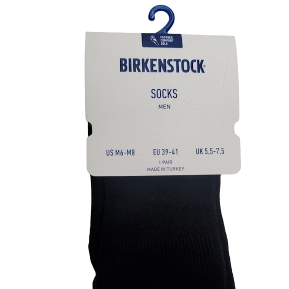 BIRKENSTOCK MENS BLACK COTTON POLY ELASTANE FOOTBED COMFORT SOLE SOCKS US M6-M8 - Picture 5 of 7